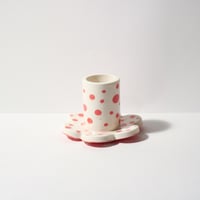Image 2 of Bloom Candle Holder Red & White Spots