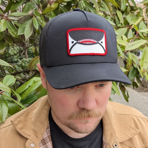 Image of Orca Face Curved Bill Snapback Hat