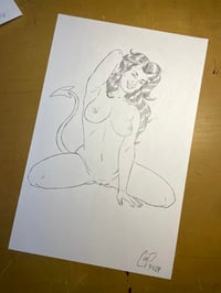 Image 2 of CURVY SEATED DEVIL GIRL Original sketch