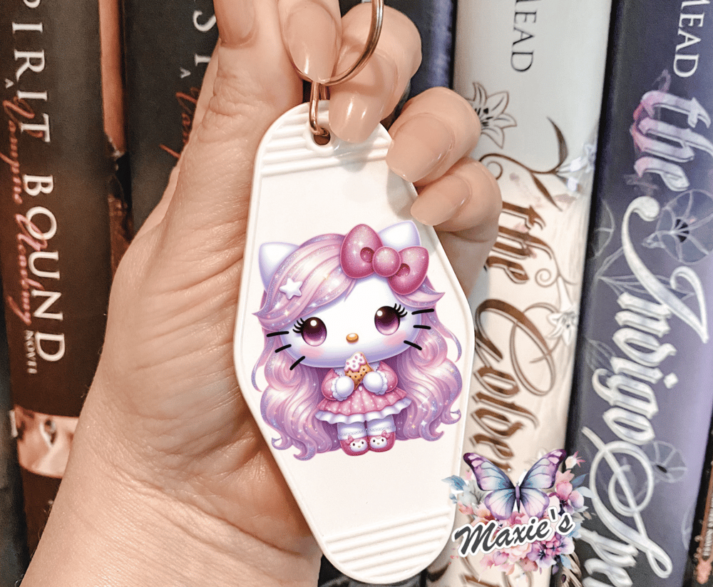 Image of Cupcake Kitty 🧁 Graphic Design UVDTF Motel Keychain Decal 
