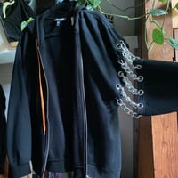 Image 1 of chain sleeve XL zip hoodie
