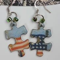 Image 1 of Puzzle Piece Earrings Flag 2