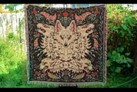 Image 1 of Wolves and Wildflowers Woven Blanket