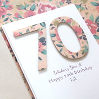Image 1 of Birthday Card for Her. Number Happy Birthday Card. Peach.