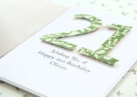 Image 3 of Birthday Card for Her. Number Happy Birthday Card. Green.