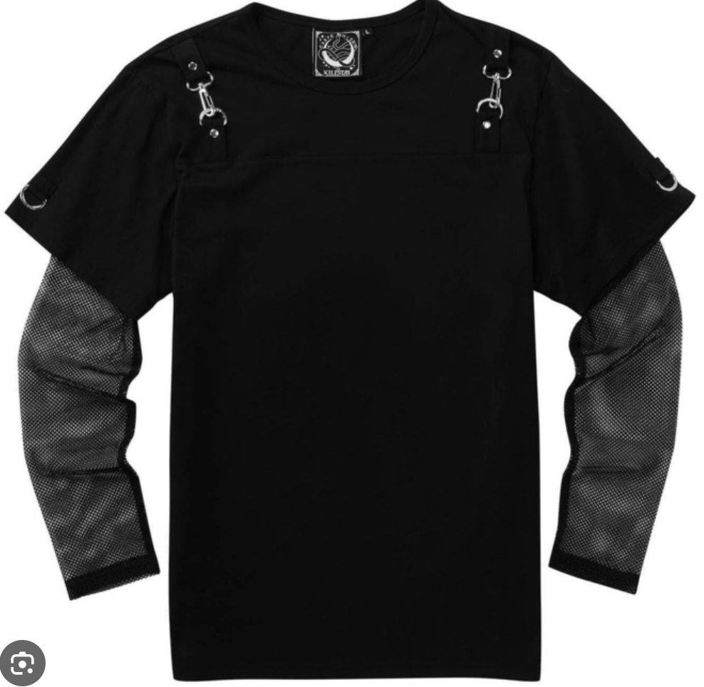 built in fishnet buckle t shirt | Ash Costello’s Closet