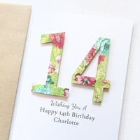 Image 2 of Birthday Card for Her. Number Happy Birthday Card. Florals.