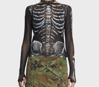 Image 3 of mesh skeleton print top
