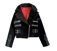 Image 1 of vintage tripp RARE velvet fur moto bondage jacket 