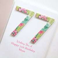 Image 1 of Birthday Card for Her. Number Happy Birthday Card. Florals.