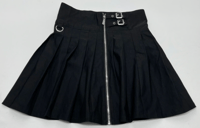 zip up buckle pleated skirt