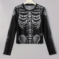 Image 2 of mesh skeleton print top