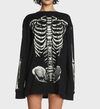 Image 1 of long sleeve glow in the dark skeleton pullover