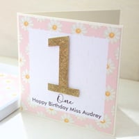 Image 1 of Daisy Birthday Card. Personalised Birthday Card for Girl. 