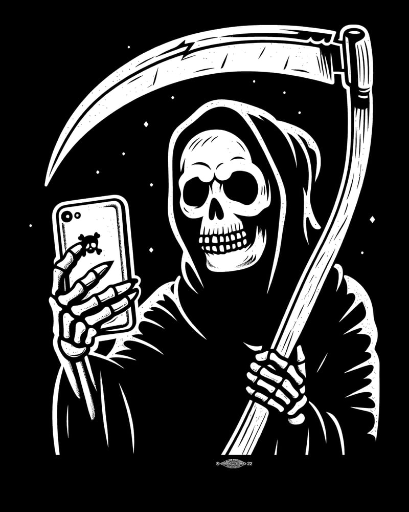 Image of Death Takes a Selfie, Men's and Ladies' tees