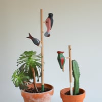 Image 1 of 3 wooden birds + 2 plant stakes