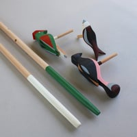 Image 5 of 3 wooden birds + 2 plant stakes