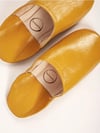 Moroccan Babouche Leather Slippers - Mustard