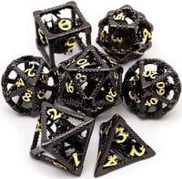 Image 1 of Metal DND dice white gold hollow dragon dice set suitable for dragon and dungeon metal dice set