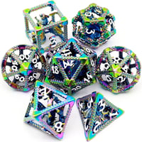 Image 2 of Metal DND dice white gold hollow dragon dice set suitable for dragon and dungeon metal dice set