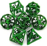 Image 3 of Metal DND dice white gold hollow dragon dice set suitable for dragon and dungeon metal dice set