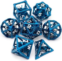 Image 5 of Metal DND dice white gold hollow dragon dice set suitable for dragon and dungeon metal dice set
