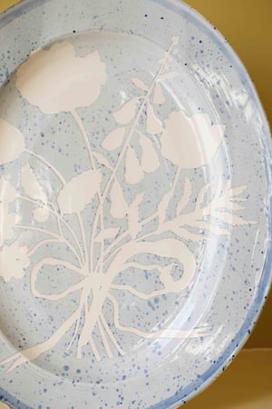 Image of Paper Cut Flowers - Large Slipware Platter