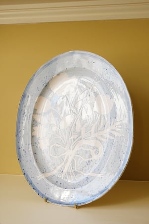 Image of Paper Cut Flowers - Large Slipware Platter