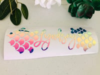 Image 1 of Holographic Mermaid Scales Name Decal, Personalized Cup Decals
