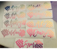 Image 2 of Holographic Mermaid Scales Name Decal, Personalized Cup Decals