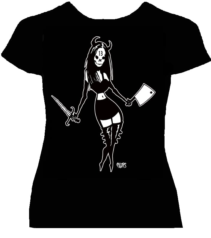 Image of DEVIL GIRL 13 Womans fitted shirt - ships APRIL 18th