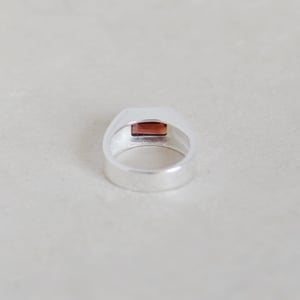 Image of Fire Red Garnet rectangle cut wide band silver ring