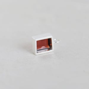 Image of Premium Fire Red Garnet rectangle cut silver necklace