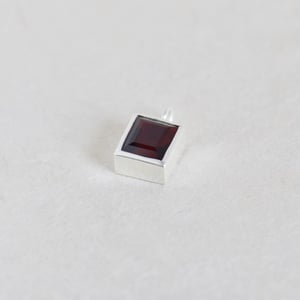 Image of Premium Fire Red Garnet rectangle cut silver necklace