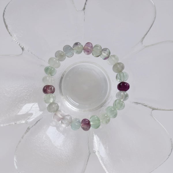 Image of Rainbow Fluorite spheres bracelet