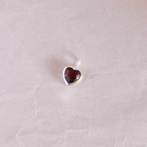Image of The Bold Heart x Red Garnet heart shape mixed cut silver necklace