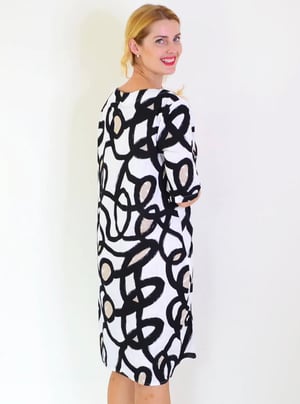 Image of Cleo Linen/Cotton Dress - Black/White Abstract