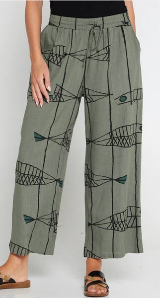 Image of Anne Linen/Cotton Pants - Fish Khaki