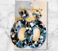 Image 2 of Abstract Blue Marble Earrings 
