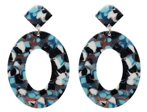 Image of Abstract Blue Marble Earrings 