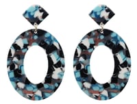 Image 1 of Abstract Blue Marble Earrings 