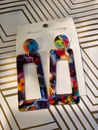 Image 3 of Multicolor Abstract Geo Earrings 