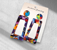 Image 2 of Multicolor Abstract Geo Earrings 