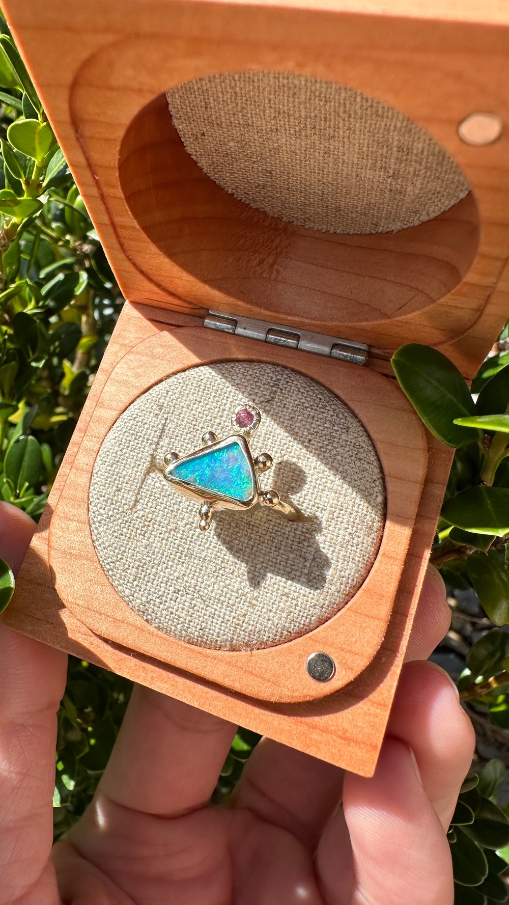Image of Triangle Opal and Sapphire Ring