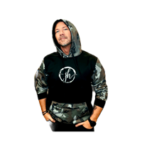Image 2 of Black Camo JH Hooded Mens & Womens Zip Pocket Sweatshirt