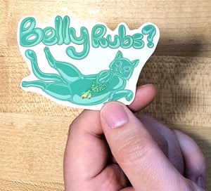 Image of Gelatin Cat Creature Belly Rubs Vinyl Sticker