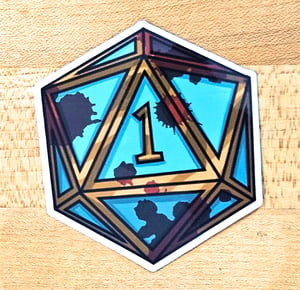 Image of Bloody Epic Fail D20 Vinyl Sticker