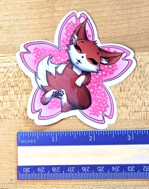 Image of Cherry Blossom Sleeping Fox Sticker