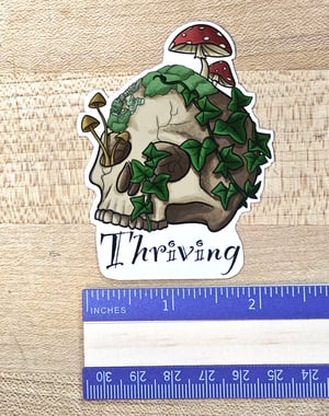 Image of Thriving Skull With Mushrooms Vinyl Sticker