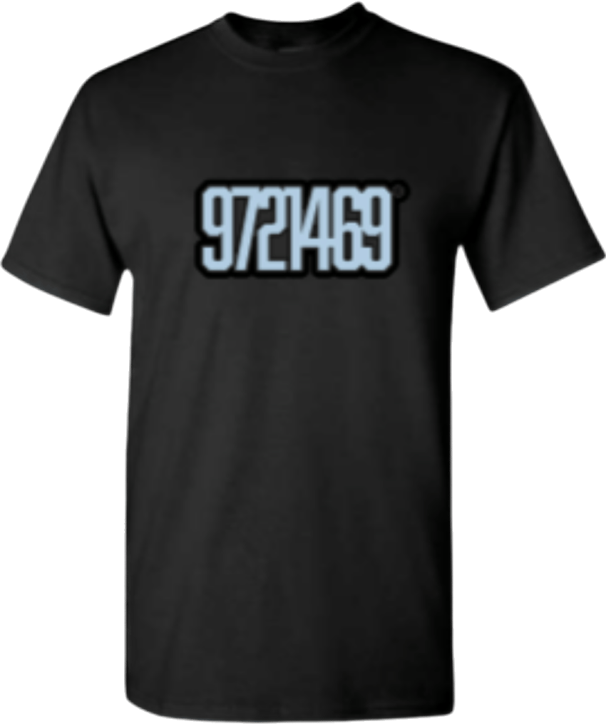 Image of Powder Blue TRIO Black Tee  - 9721469™  (Icy Blue/Black)